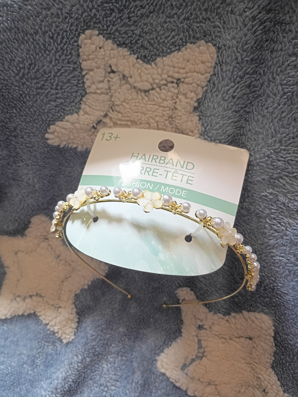 Gold Pearl & Floral Headband for Women - White Accents